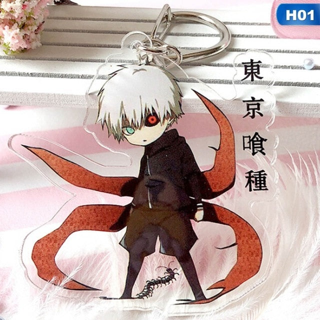 New Fashion Tokyo Ghoul RE Keychain QS Sasaki Haise Double Sided Acrylic Key Chain Pendant Anime Accessories Cartoon Key Ring