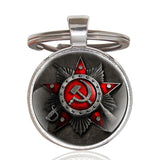 Gold Classic USSR Soviet Badges Sickle Hammer Key Chains Vintage Men Women CCCP Russia Emblem Communism Key Rings Gifts